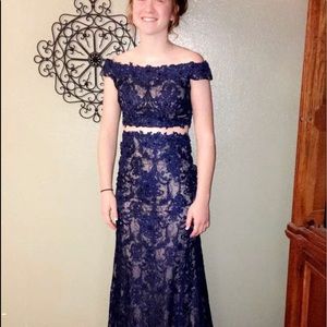 Two piece Navy Prom Dress
